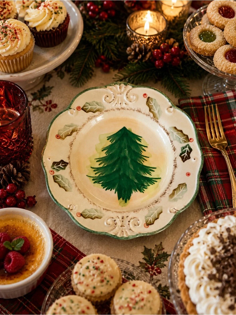 Royal Norfolk Christmas Dessert Salad Plates Set of 4